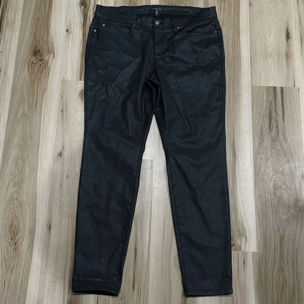Eileen Fisher Faux Leather Black Pants Women’s 16